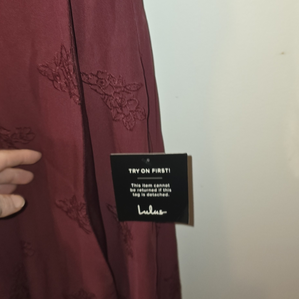 Lulus Flutter And Flow Burgundy Embroidered Maxi - Picture 9 of 13